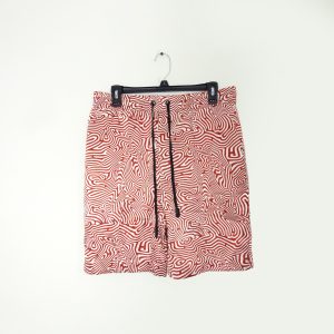 RTA "Abstract Swirl" Drawstring Silk Shorts (Red/White)