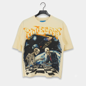 Godspeed "Checkmate" Skull & Chess Dome Graphic Tee (Cream/Yellow)