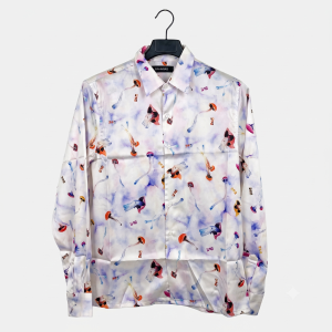 Nahmias Silk Pychedelic Mushroom Button Down Shirt 'White'